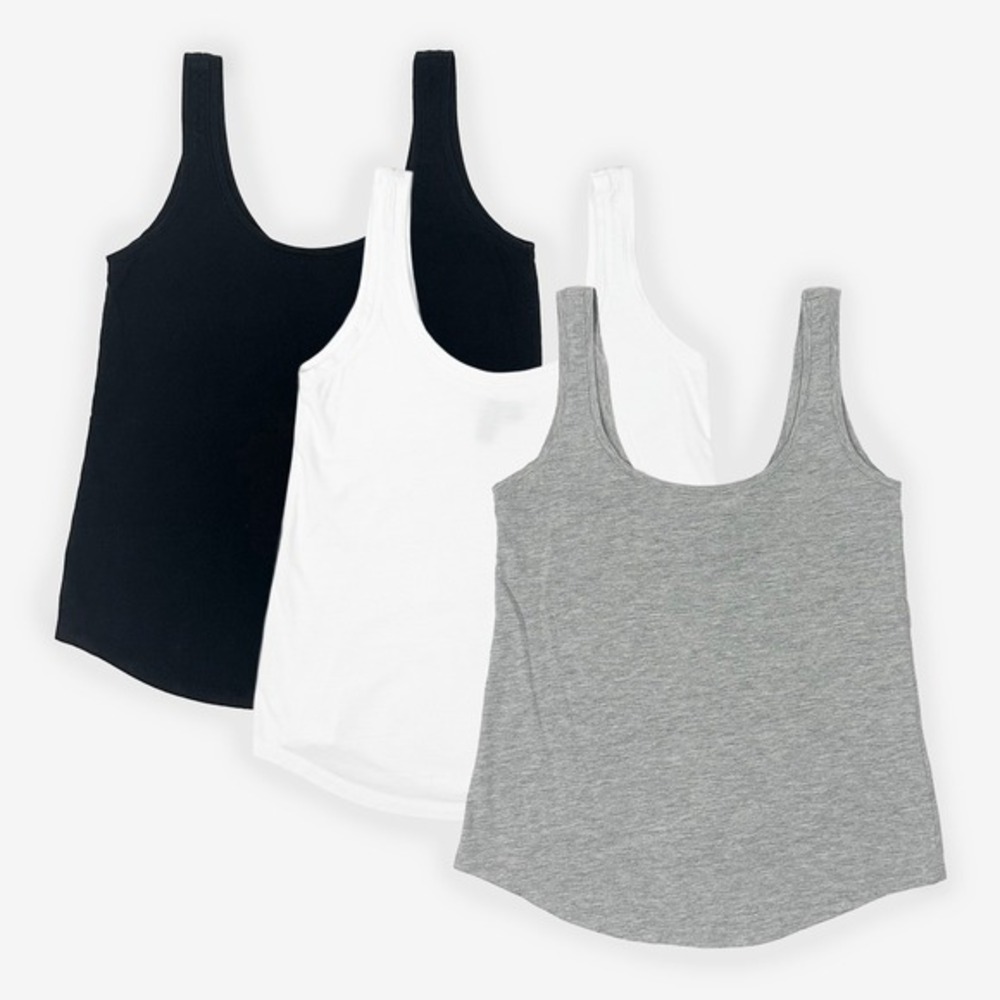 ASOS Tank 3-Pack Size‎ 2 White Black Gray Cotton Blend Casual Basic Essential